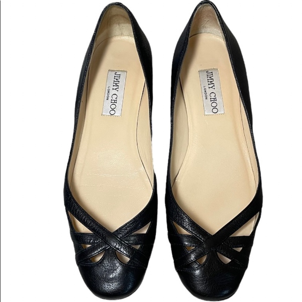 JIMMY CHOO SHOES Jury Ballerina Black Leather Flats. US SIZE 7